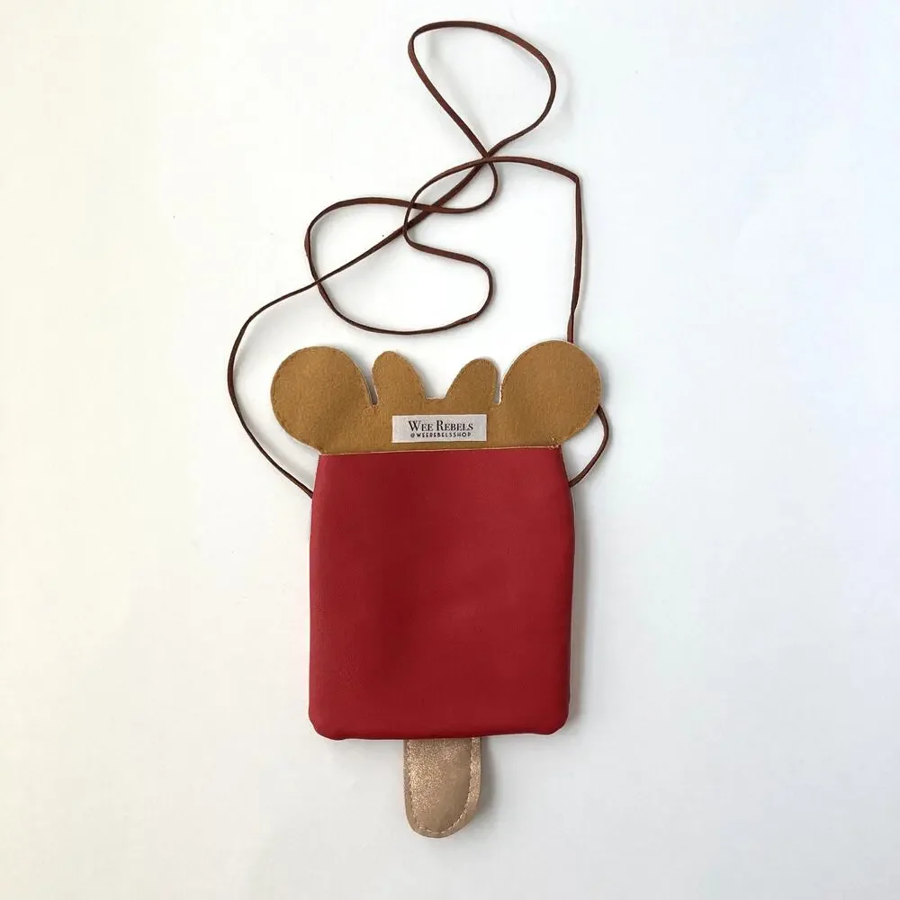 Wee Rebels Minnie Mouse Ice Cream Novelty Pouch Purse Bag - Red Black Brown